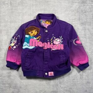 Dora the Explorer Jacket Youth 4T Purple Jeff Hamilton Embroidered Racing
